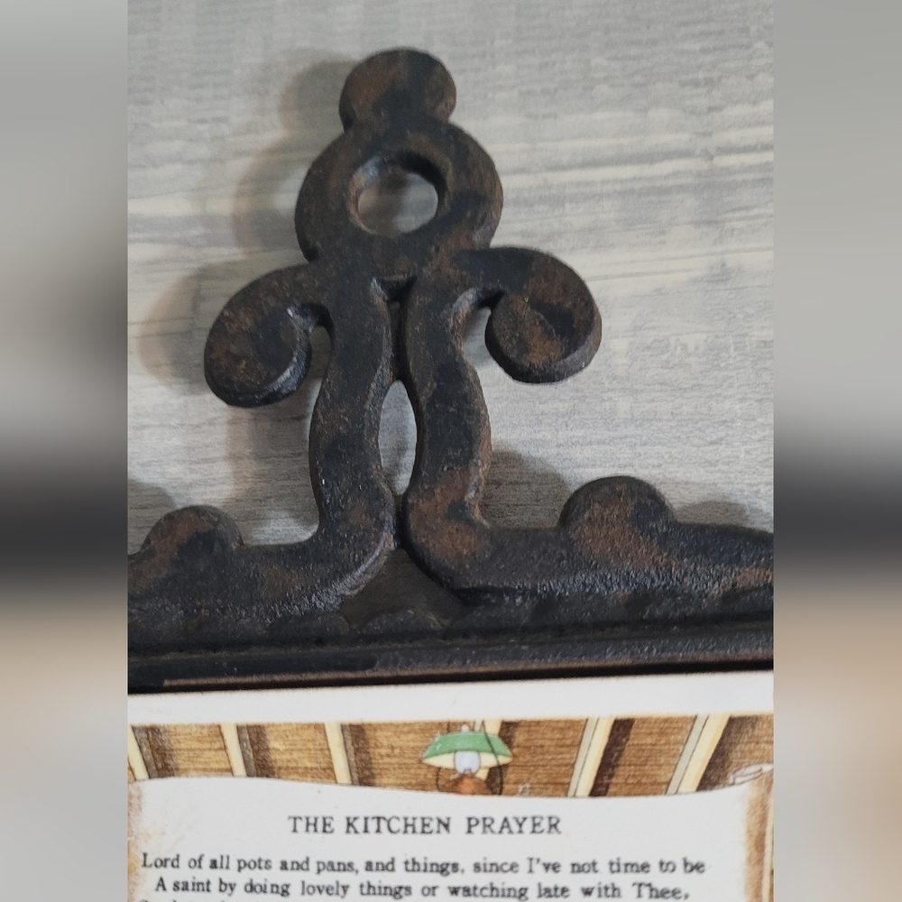 Enesco Trivet Mid Century Cast Iron & Tile Japan The Kitchen Prayer Vintage - Picture 2 of 7